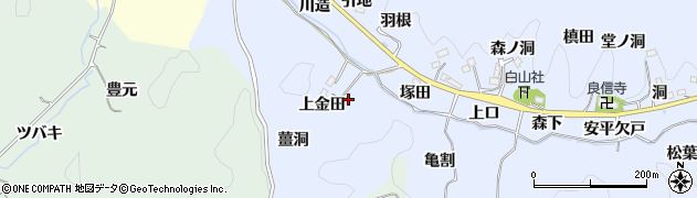 愛知県豊田市足助白山町上金田15周辺の地図