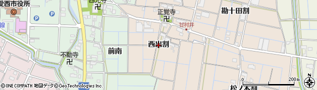 愛知県愛西市甘村井町（西出割）周辺の地図