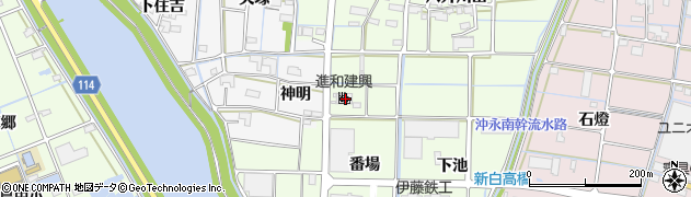 愛知県津島市白浜町番場15周辺の地図