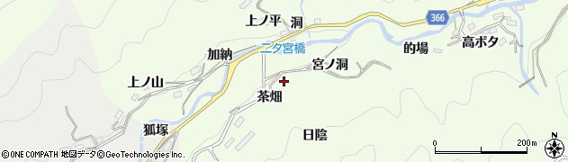 愛知県豊田市二タ宮町（茶畑）周辺の地図