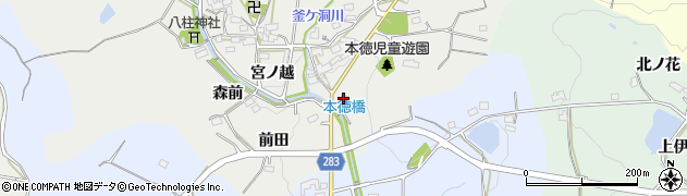 愛知県豊田市本徳町（向山）周辺の地図