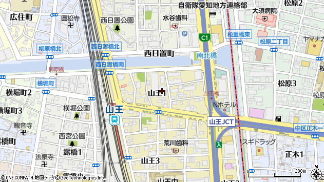 〒454-0011 愛知県名古屋市中川区山王の地図