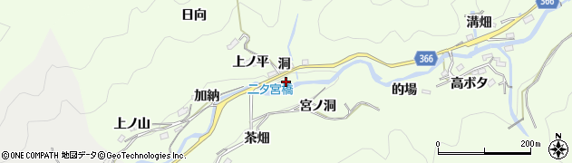 愛知県豊田市二タ宮町下毛川周辺の地図