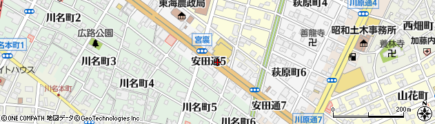 愛知県名古屋市昭和区安田通5丁目周辺の地図