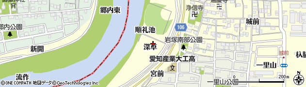 愛知県名古屋市中村区岩塚町深草周辺の地図