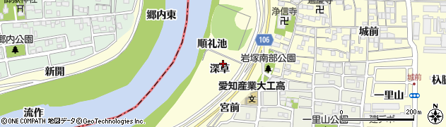 愛知県名古屋市中村区岩塚町（深草）周辺の地図