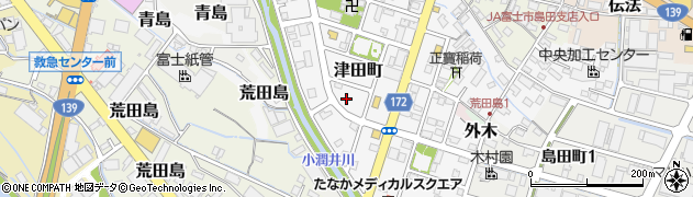 静岡県富士市津田町周辺の地図