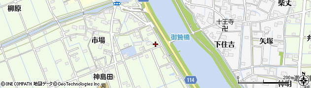 愛知県津島市中一色町市場167周辺の地図
