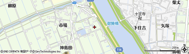 愛知県津島市中一色町市場168周辺の地図