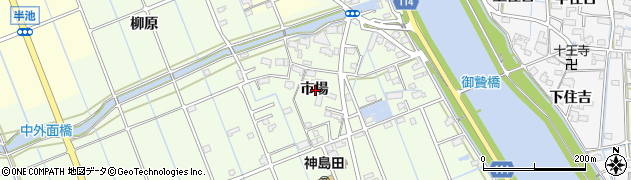 愛知県津島市中一色町市場周辺の地図