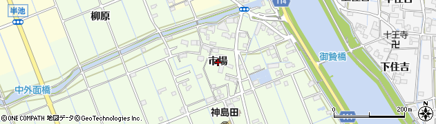 愛知県津島市中一色町（市場）周辺の地図