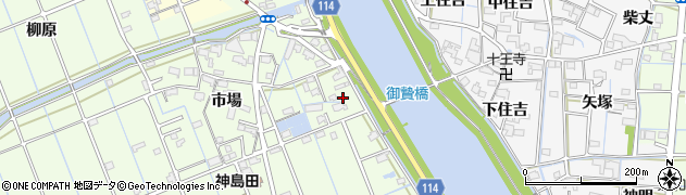 愛知県津島市中一色町市場179周辺の地図