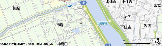 愛知県津島市中一色町市場177周辺の地図