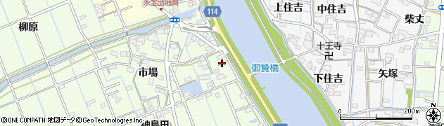 愛知県津島市中一色町市場181周辺の地図