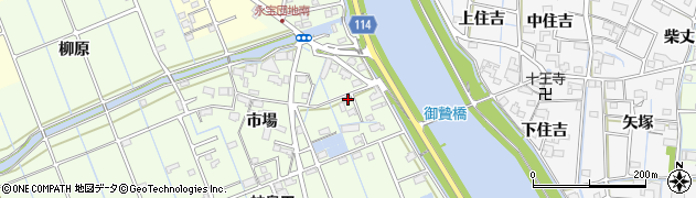 愛知県津島市中一色町市場176周辺の地図