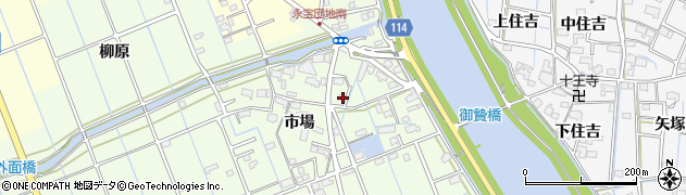 愛知県津島市中一色町市場192周辺の地図
