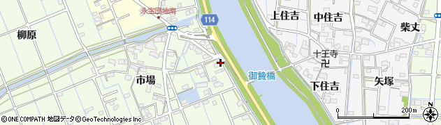 愛知県津島市中一色町市場183周辺の地図