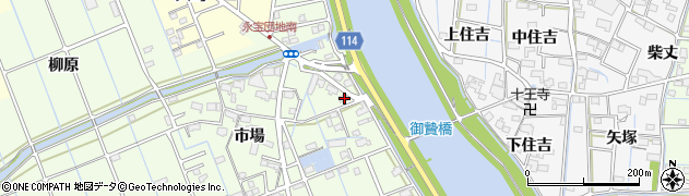 愛知県津島市中一色町市場208周辺の地図