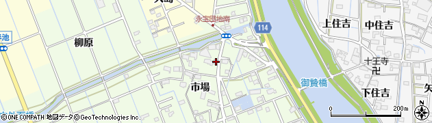 愛知県津島市中一色町市場104周辺の地図