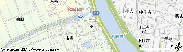 愛知県津島市中一色町市場206周辺の地図