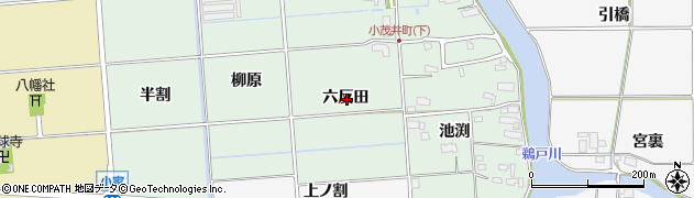 愛知県愛西市小茂井町六反田周辺の地図