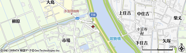愛知県津島市中一色町市場209周辺の地図
