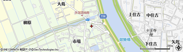 愛知県津島市中一色町市場203周辺の地図