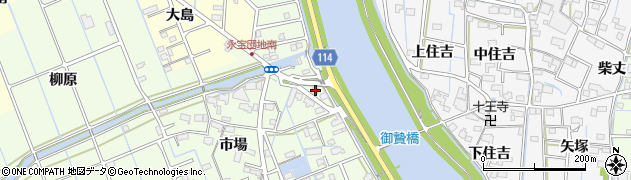 愛知県津島市中一色町市場212周辺の地図