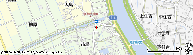 愛知県津島市中一色町市場201周辺の地図