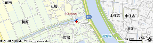 愛知県津島市中一色町市場202周辺の地図