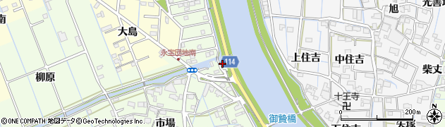 愛知県津島市中一色町市場275周辺の地図