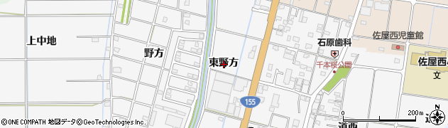 愛知県愛西市山路町東野方周辺の地図