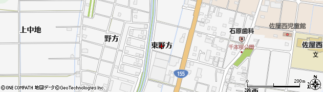 愛知県愛西市山路町（東野方）周辺の地図