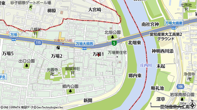 〒454-0997 愛知県名古屋市中川区万場の地図