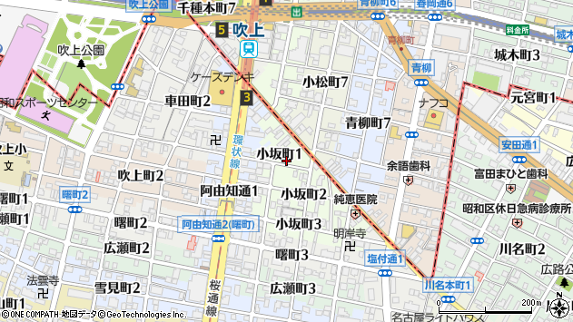〒466-0021 愛知県名古屋市昭和区小坂町の地図