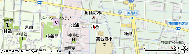 愛知県津島市神尾町江西周辺の地図