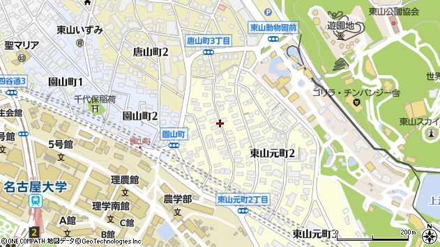 〒464-0804 愛知県名古屋市千種区東山元町の地図