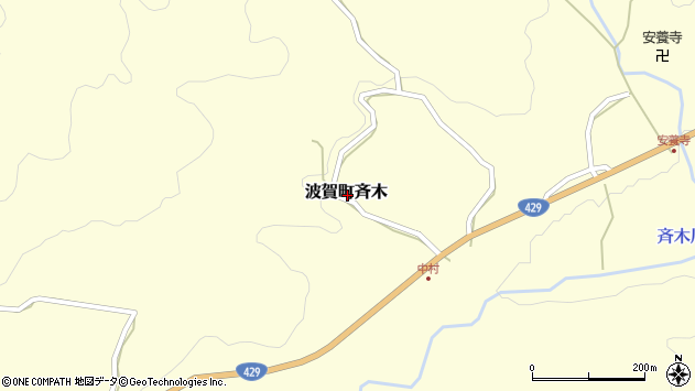 〒671-4232 兵庫県宍粟市波賀町斉木の地図