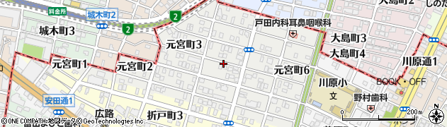 愛知県名古屋市昭和区元宮町周辺の地図