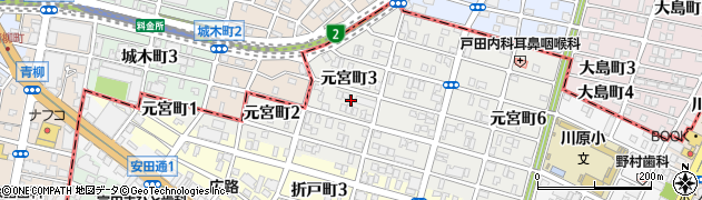 愛知県名古屋市昭和区元宮町3丁目周辺の地図
