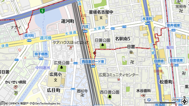 〒450-0005 愛知県名古屋市中村区西日置の地図
