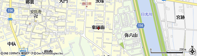 愛知県津島市唐臼町東田面周辺の地図