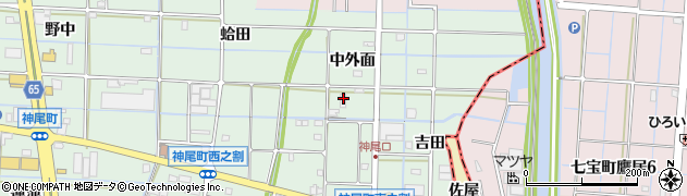 愛知県津島市神尾町中外面周辺の地図