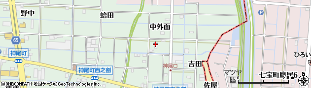 愛知県津島市神尾町（中外面）周辺の地図