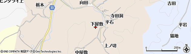 愛知県豊田市東中山町（下屋敷）周辺の地図