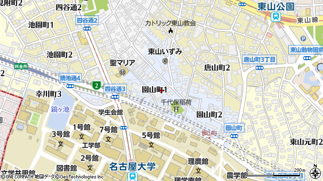 〒464-0812 愛知県名古屋市千種区園山町の地図