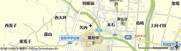 愛知県豊田市加納町（欠内）周辺の地図