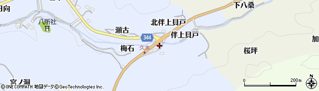 愛知県豊田市久木町（伴上貝戸）周辺の地図