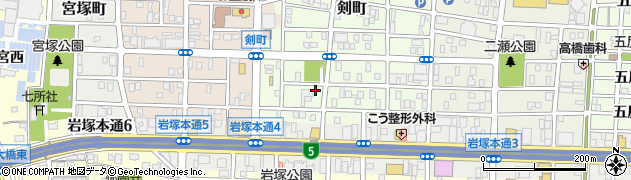 愛知県名古屋市中村区剣町269周辺の地図