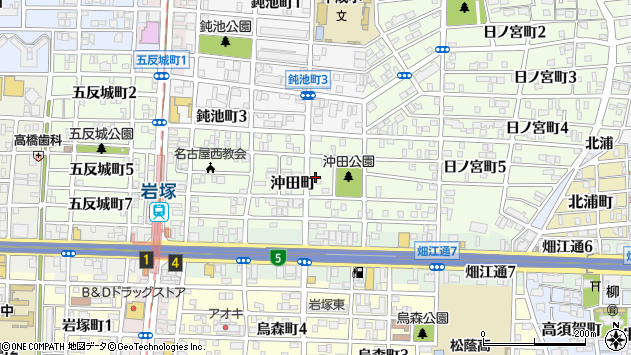〒453-0825 愛知県名古屋市中村区沖田町の地図